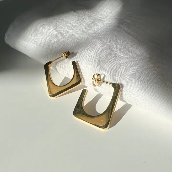 Lua Gold Plated Stainless Steel Mirror Finish Hoop Earrings