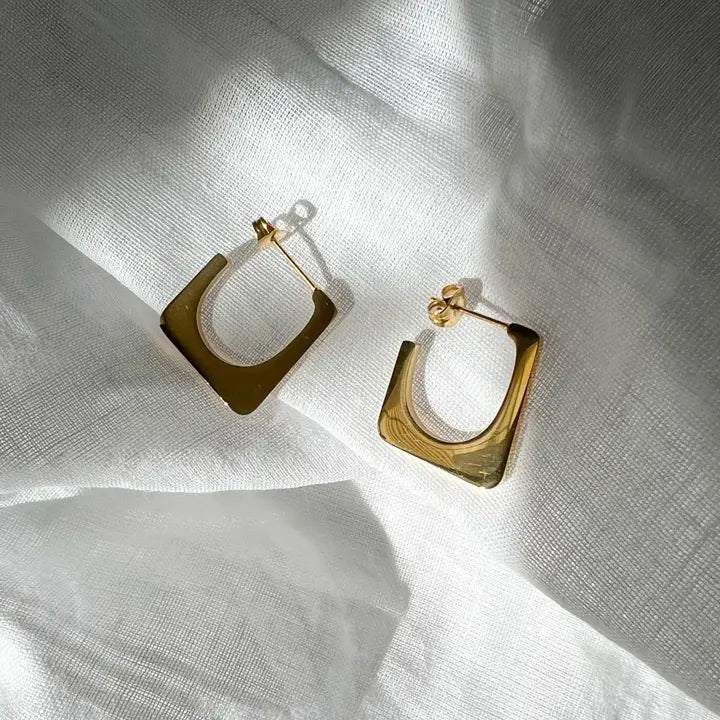 Lua Gold Plated Stainless Steel Mirror Finish Hoop Earrings
