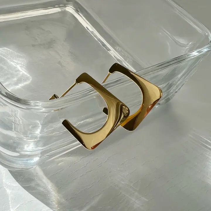 Lua Gold Plated Stainless Steel Mirror Finish Hoop Earrings