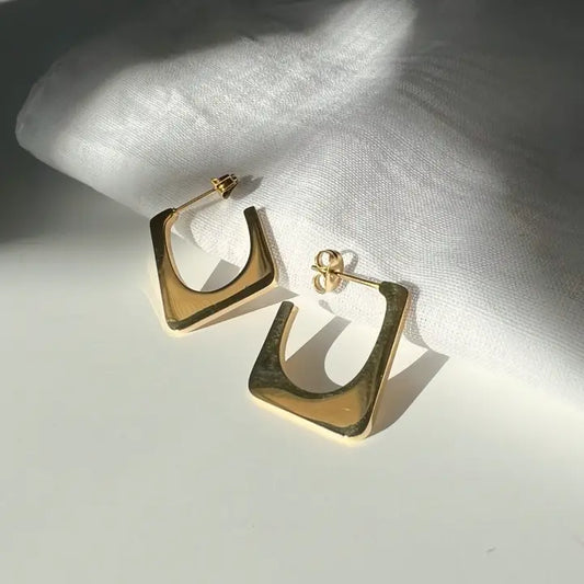 Lua Gold Plated Stainless Steel Mirror Finish Hoop Earrings